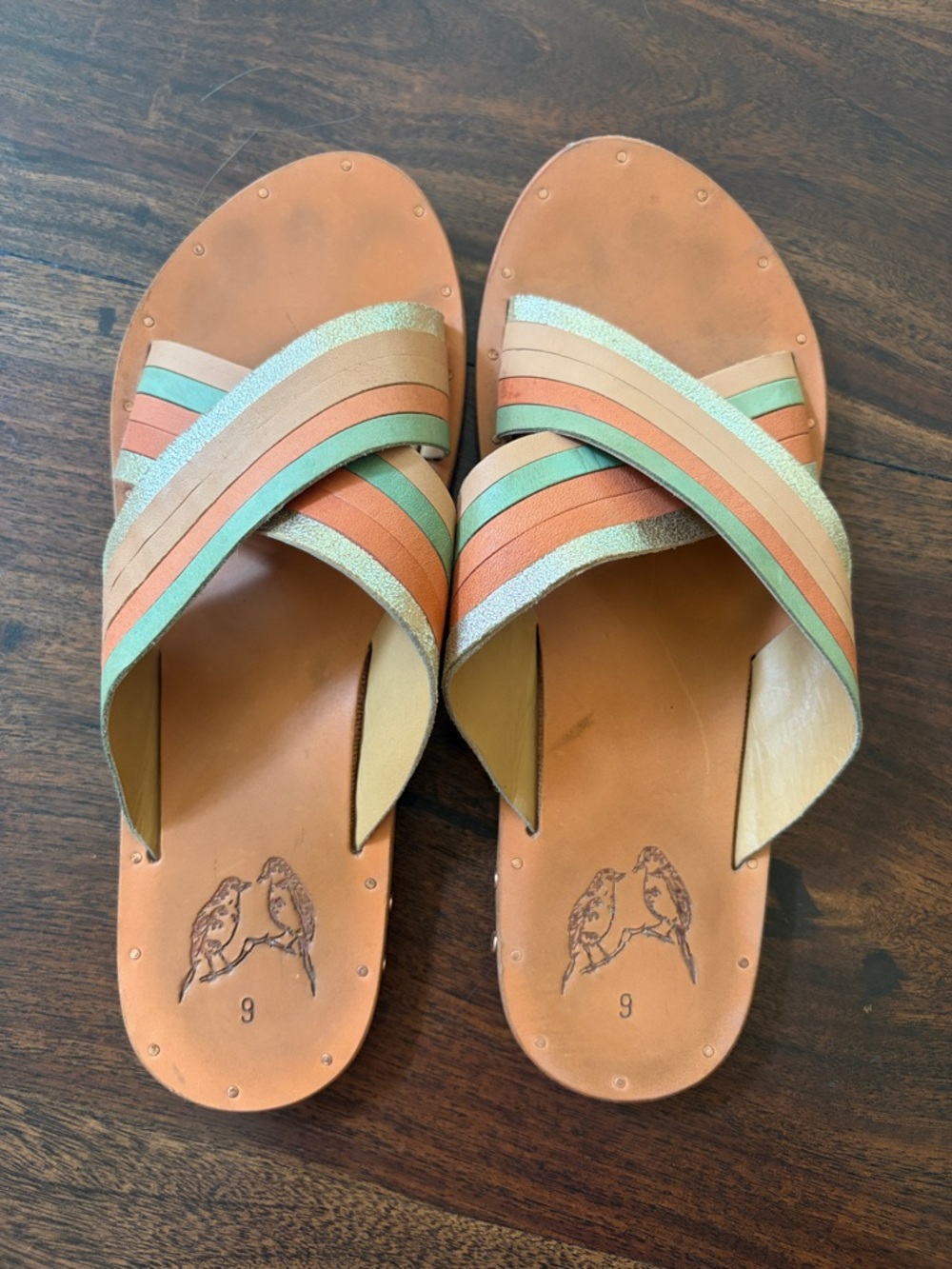 beek Multicolor Strappy Leather Slide Sandals with Metallic Accents - Picture 3 of 8